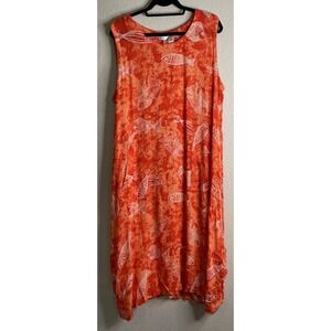Kaktus Womens XXL Fish Sleeveless Dress Pockets Orange Tank Adjustable Hem Beach